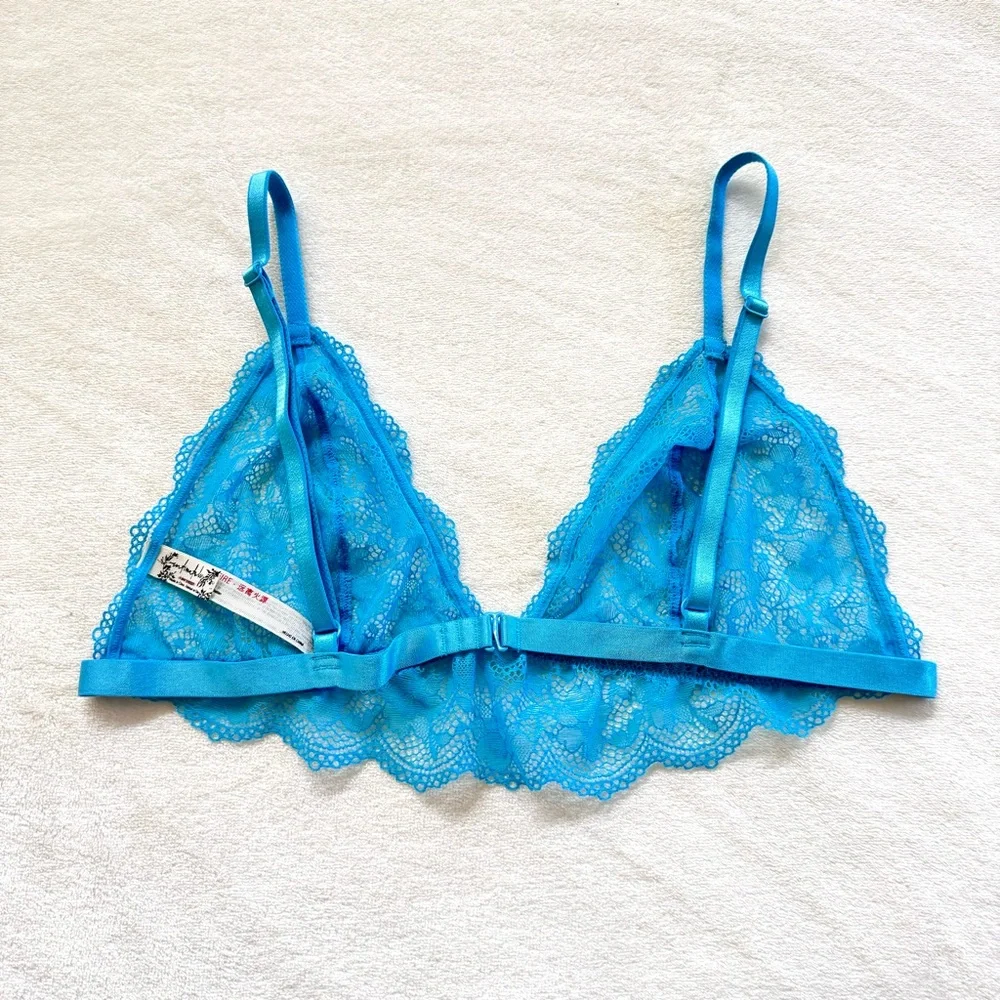 NWOT Free People Bright Eyes Romantic Coquette Sheer Lace Bralette in Blue - Picture 4 of 4